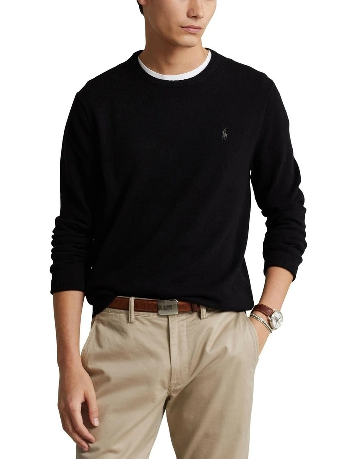 Wool Crewneck Sweater in Black