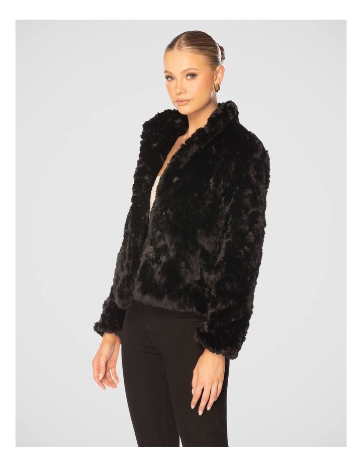 Evianna Faux Fur Jacket in Black