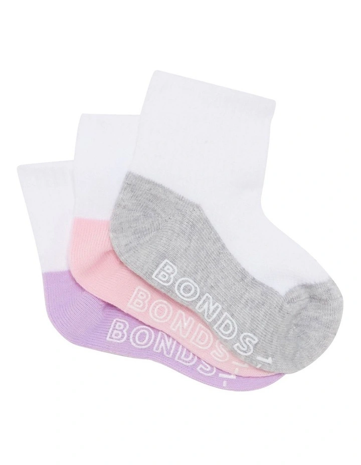 Logo Lightweight Quarter Crew Socks 3 Pack in Multi