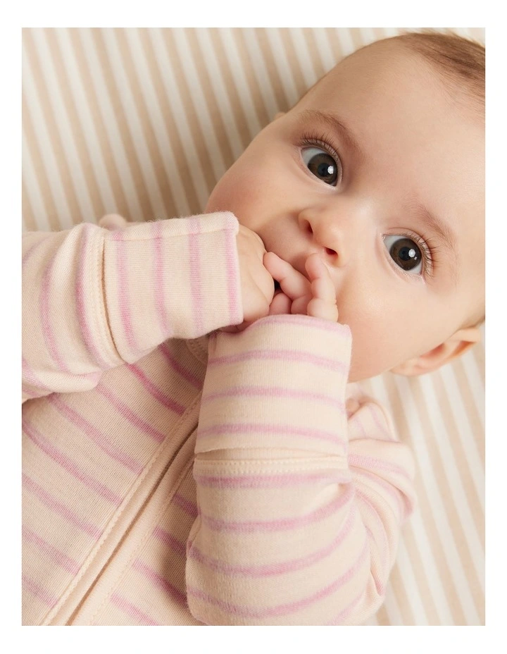 Merino Wool Stripe Jumpsuit in Rose
