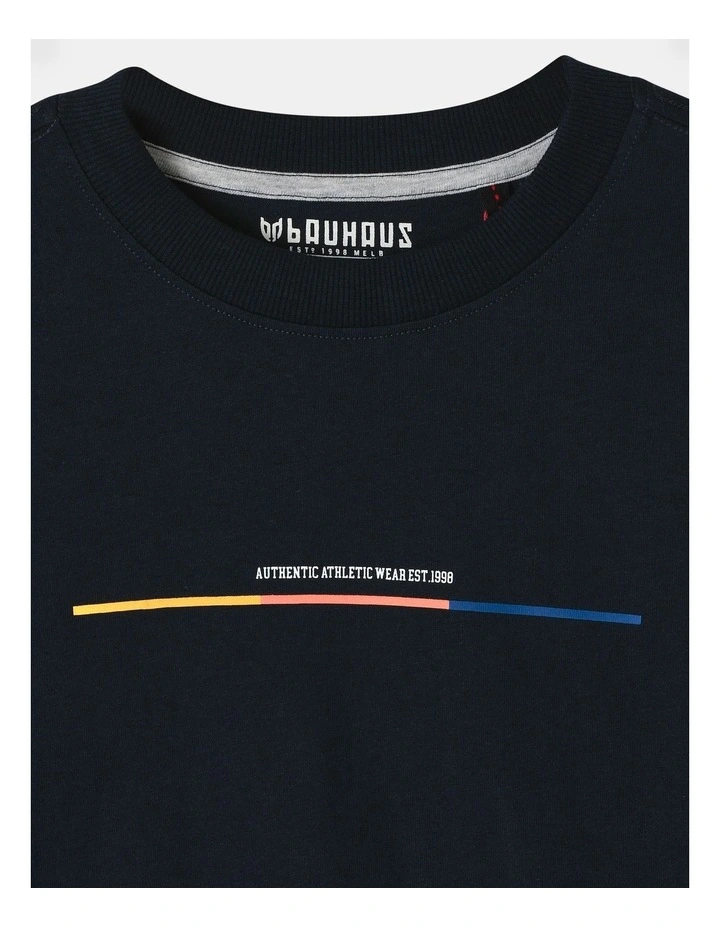 Long Sleeve Print tee With Cuff in Navy
