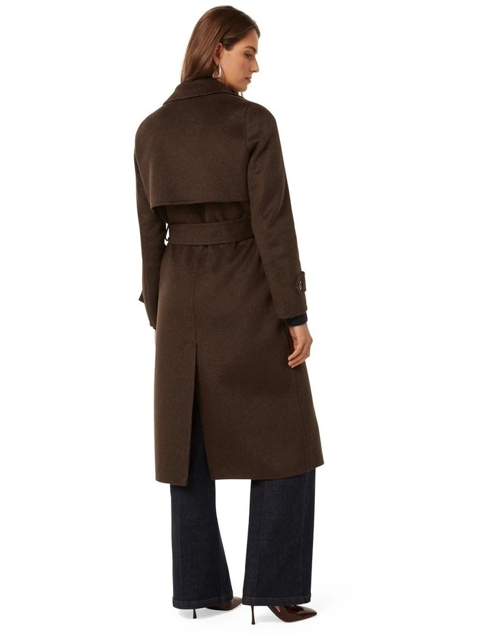 Bella Felled Seam Trench Coat in Chocolate