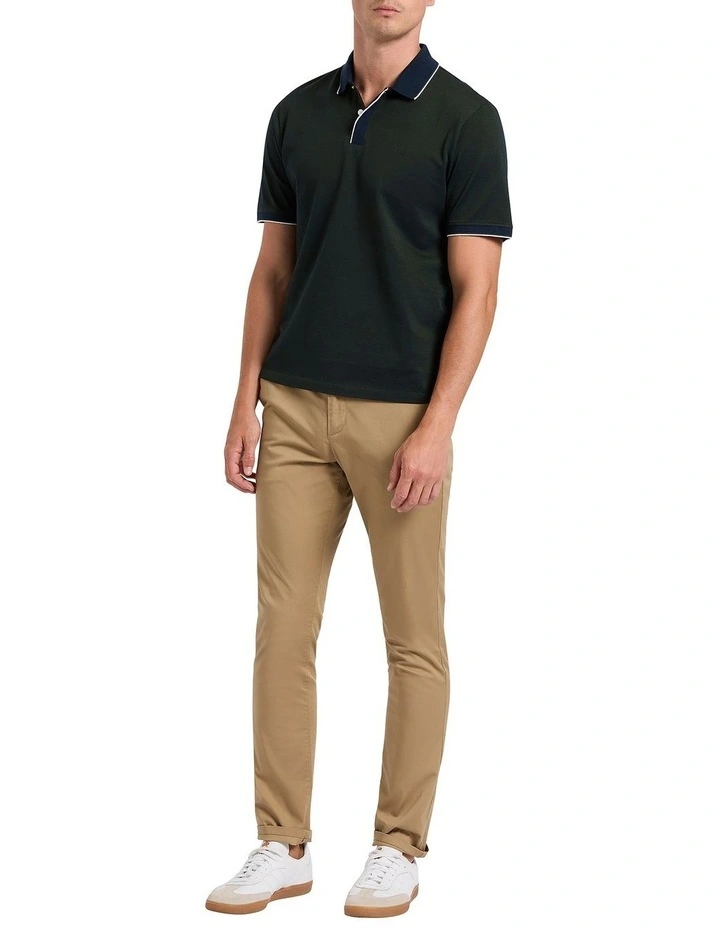 Ethan Mercerized Polo Shirt in Khaki
