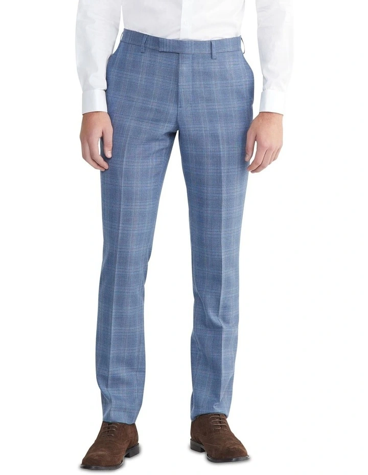 Slub Check Slim Suit Pant in Blue