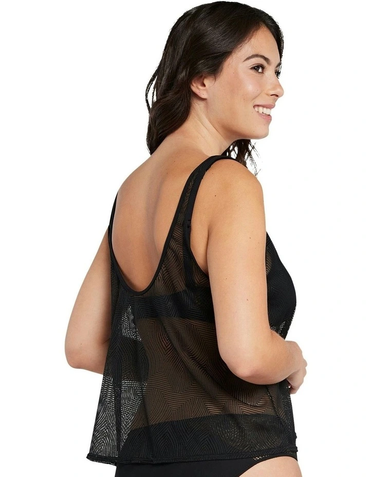 Thelma Sheer Lace Lingerie & Lounge Top in Black
