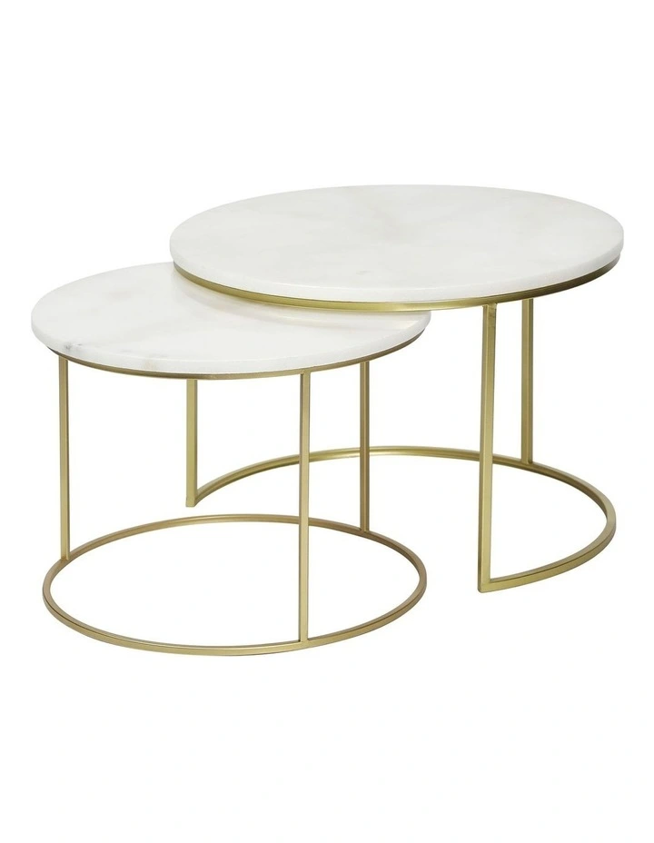 Marble Miles Nested Coffee Table Set Gold
