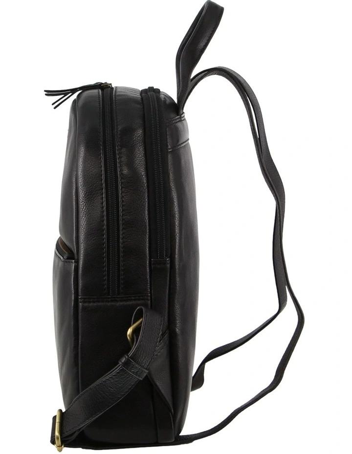 Rustic Leather Business Backpack in Black