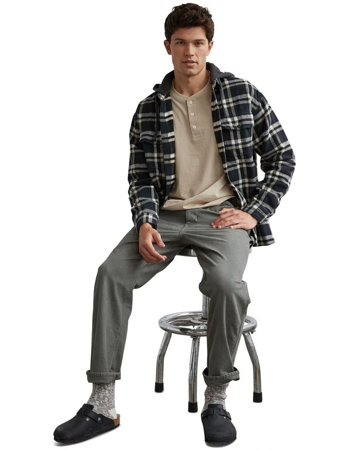 Super Soft Hooded Flannel Shirt in Dark Shadow