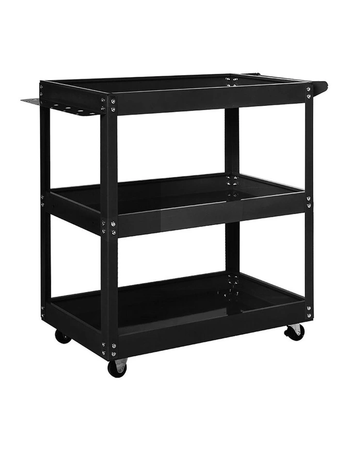 3-Tier Tool Cart Trolley Toolbox Workshop Garage Storage Organizer in Black