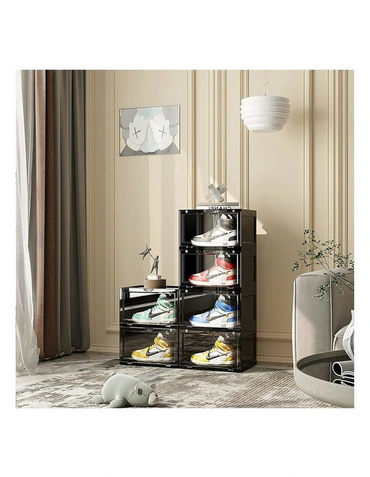 6 Tier Portable Shoe Organiser in Black