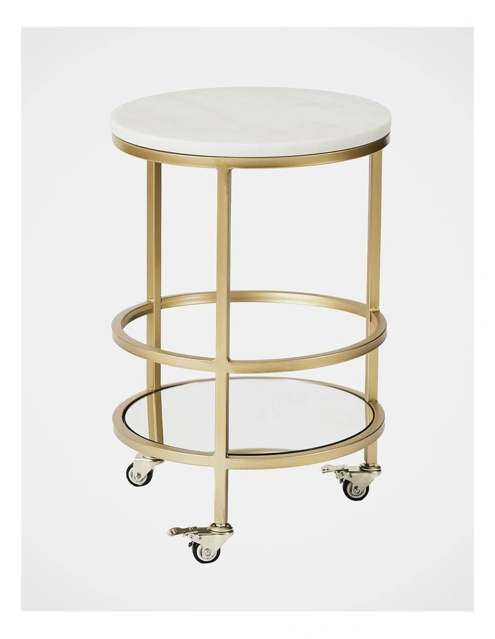 Amore Steel Bar Cart with Glass Rack 61cm in Gold