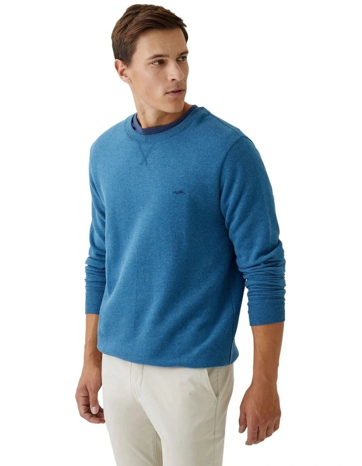 Leo Organic Cotton Sweatshirt in Petrol Blue