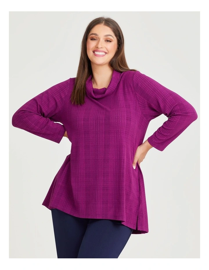 Blair Textured Cowl Neck Top in Pink