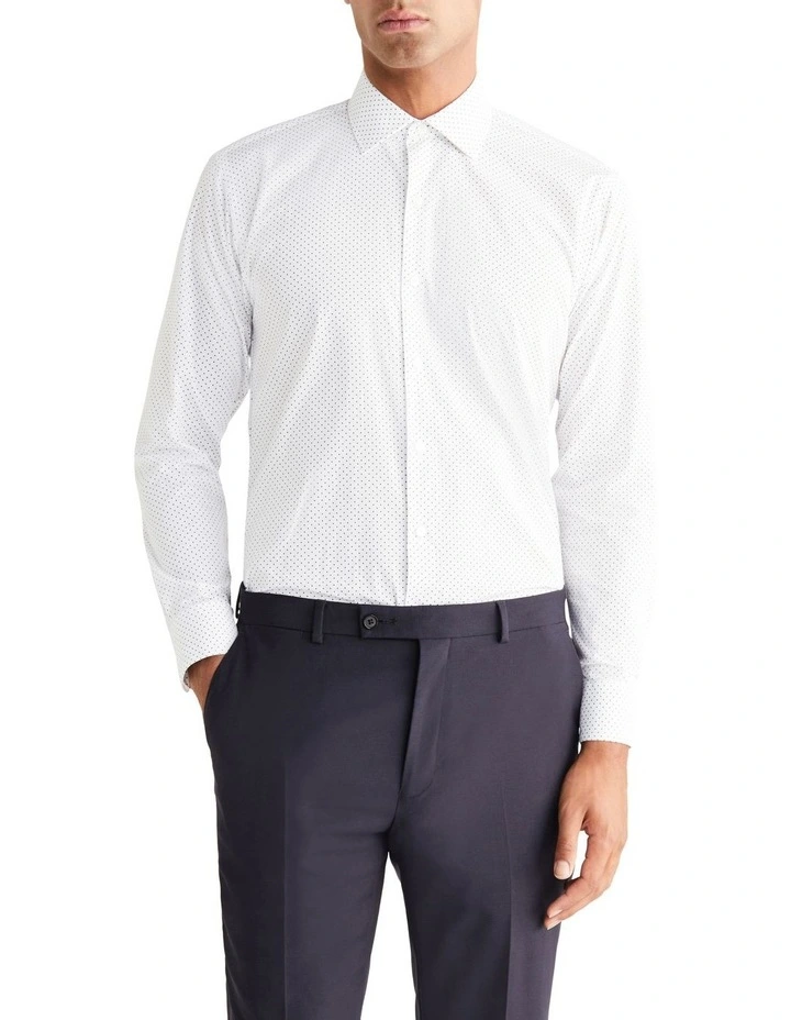 Slim 1 Col Dot Print Shirt in Green