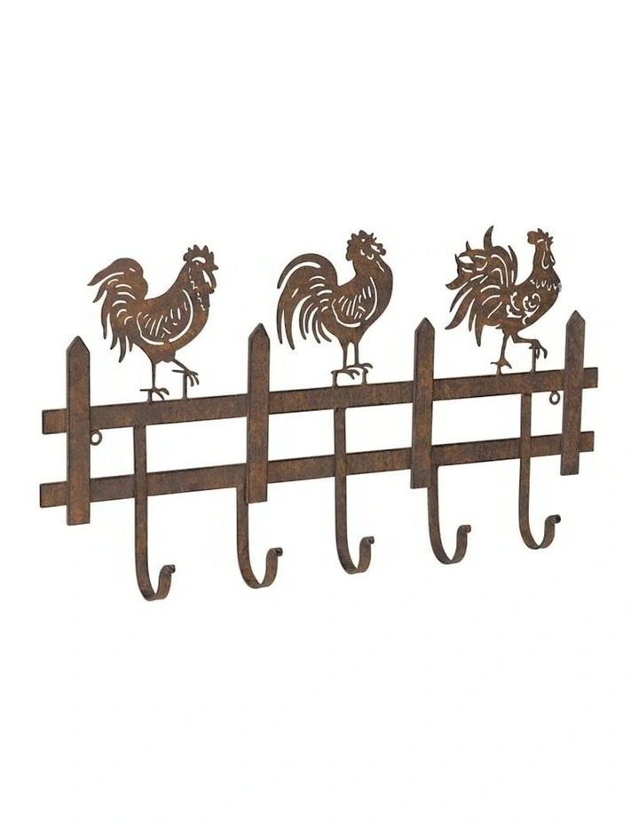 Country Chook Family 5 Hook Hanger in Brown