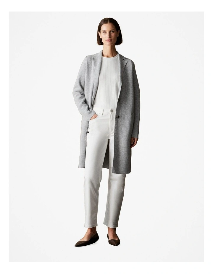 Fitted Half Sleeved Rib T-shirt in Parchment