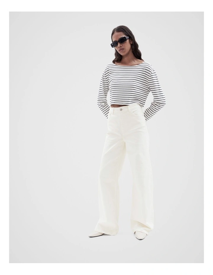 Wide Leg Jean in Ecru