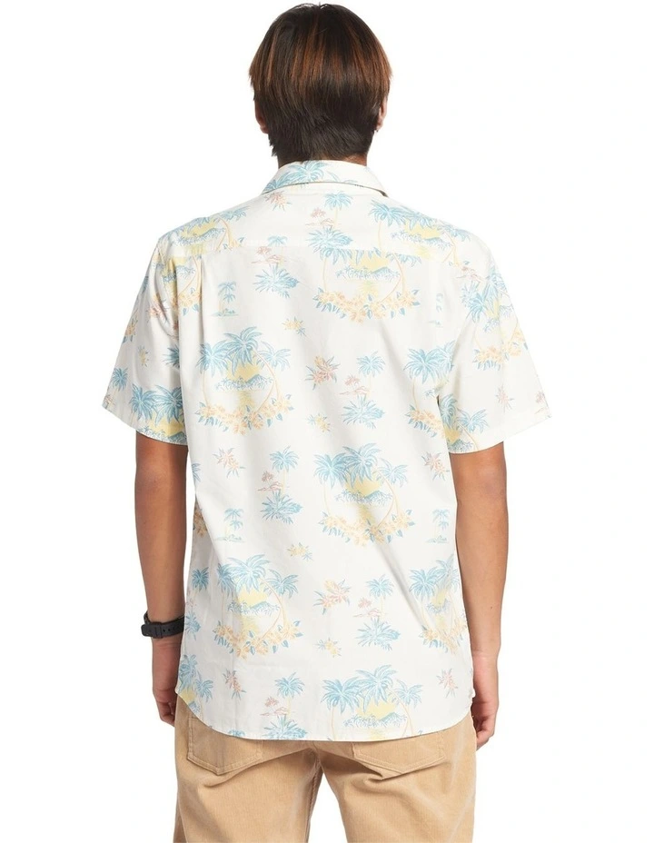 Palm Spritz Short Sleeve Shirt in Snow White