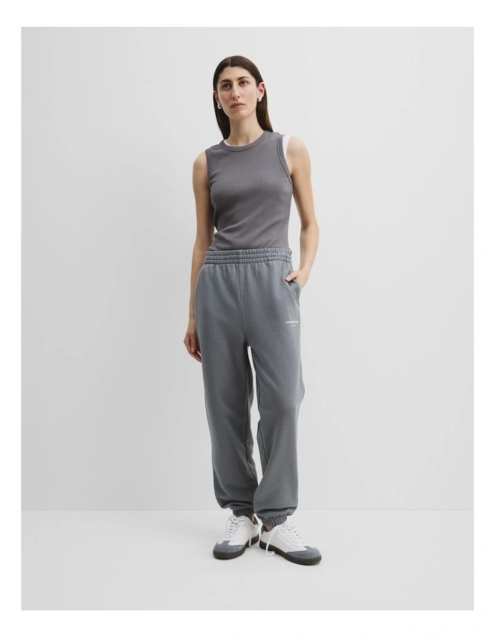 Australian Good Earth Cotton Logo Sweat Pant in Mineral