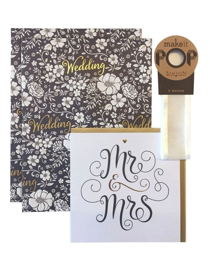 Gift packaging wedding pack wraps, card and ribbon