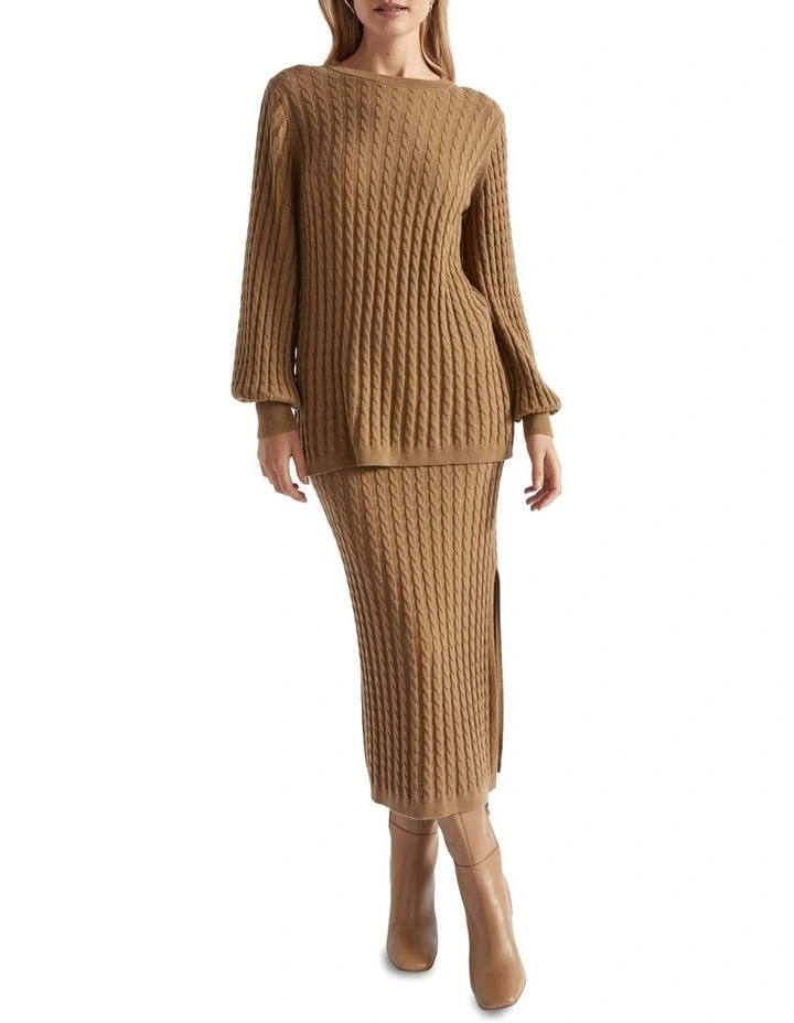 Mini Cable Knit Midi Skirt