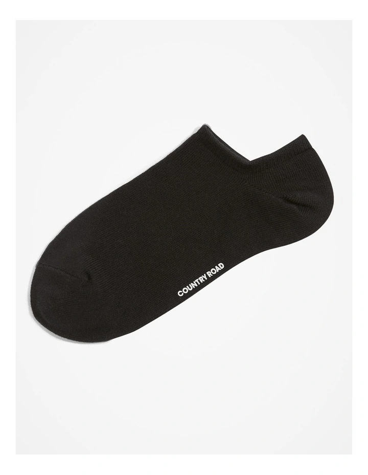 Australian Cotton Blend Sneaker Sock in Black