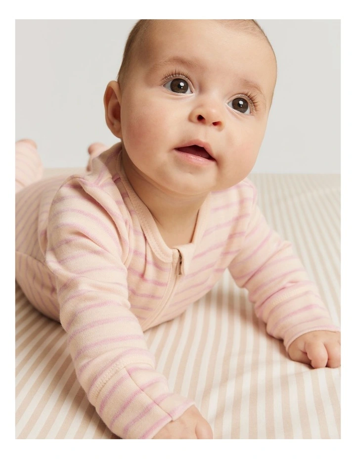 Merino Wool Stripe Jumpsuit in Rose