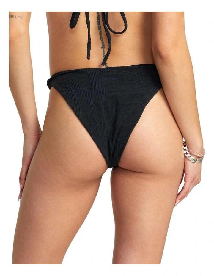 Palm Grooves Medium French Bikini Bottom in Black