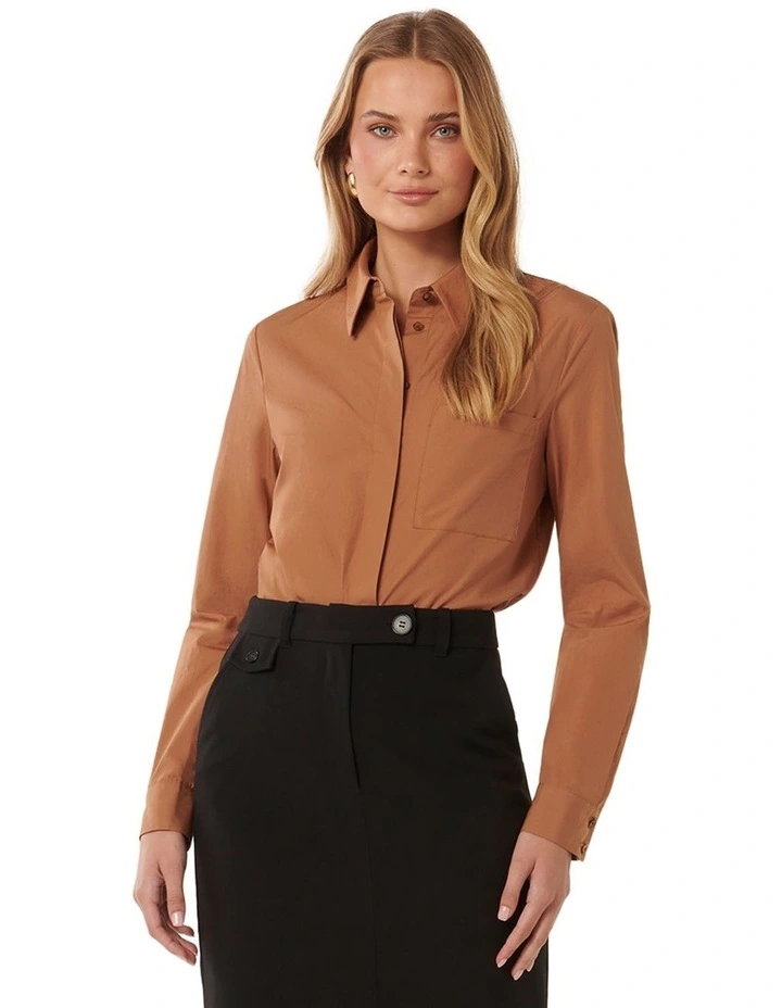 Paige Poplin Shirt in Brown