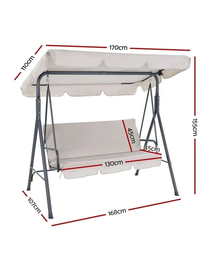 Outdoor 3 Seater Swing Chair Hammock Beige