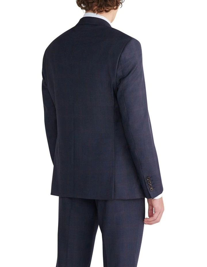 Wool Glen Check Tailored Suit Jacket in Charcoal