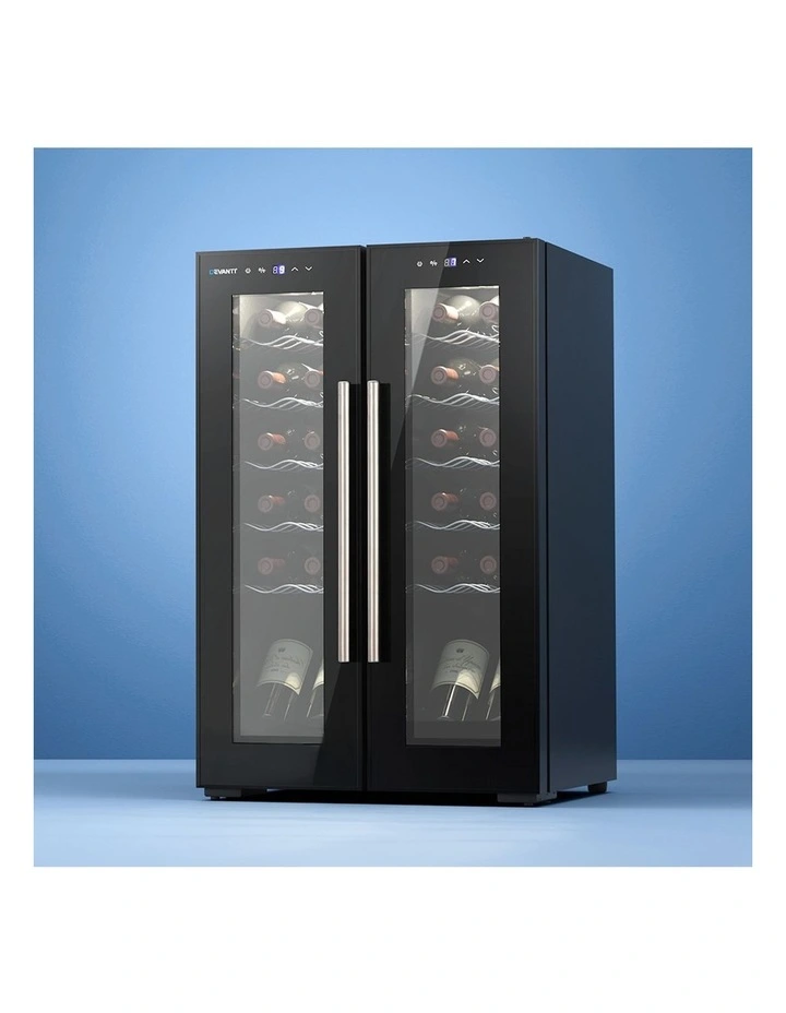 Dual Zone Wine Cooler 24 Bottles in Black