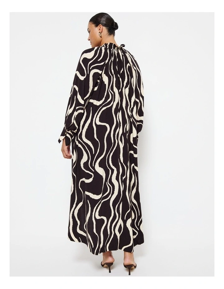 Ruffle Neck Dress in Print