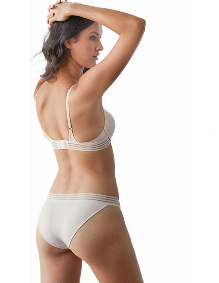 Stripe Elastic & Papertouch Demi Bra in Silver Peony