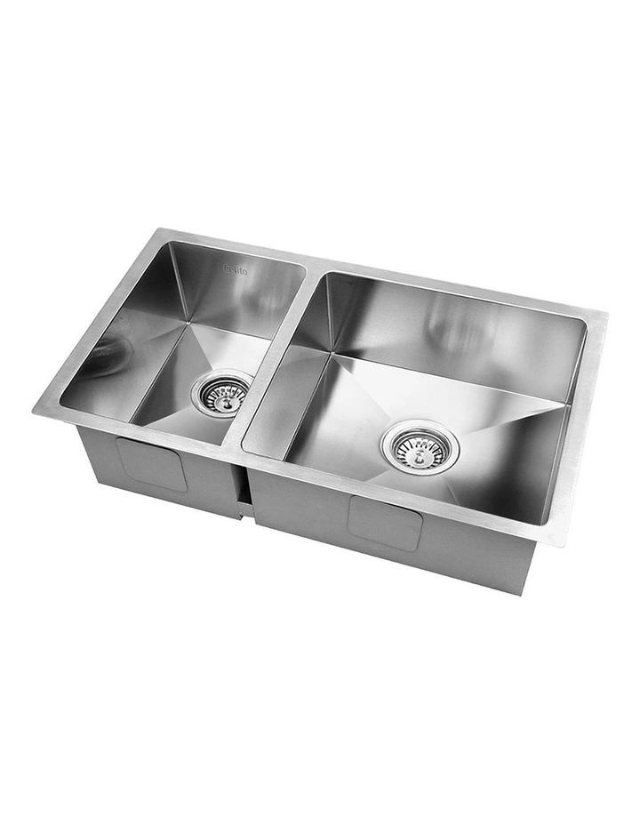 Double Bowl Laundry Stainless Steel Kitchen Sink 71X45CM Silver