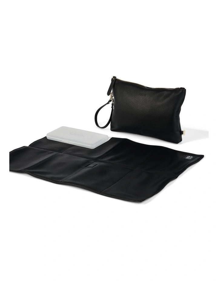 Vegan Leather Nappy Changing Pouch in Black