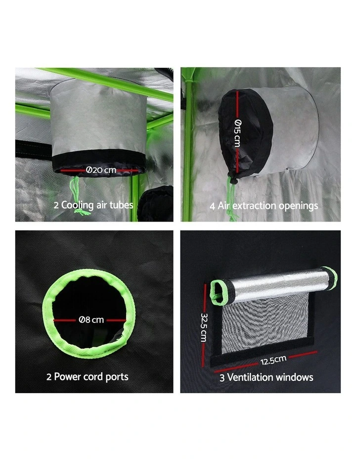Hydroponics Grow Tent Kits 100x100x200cm in Black