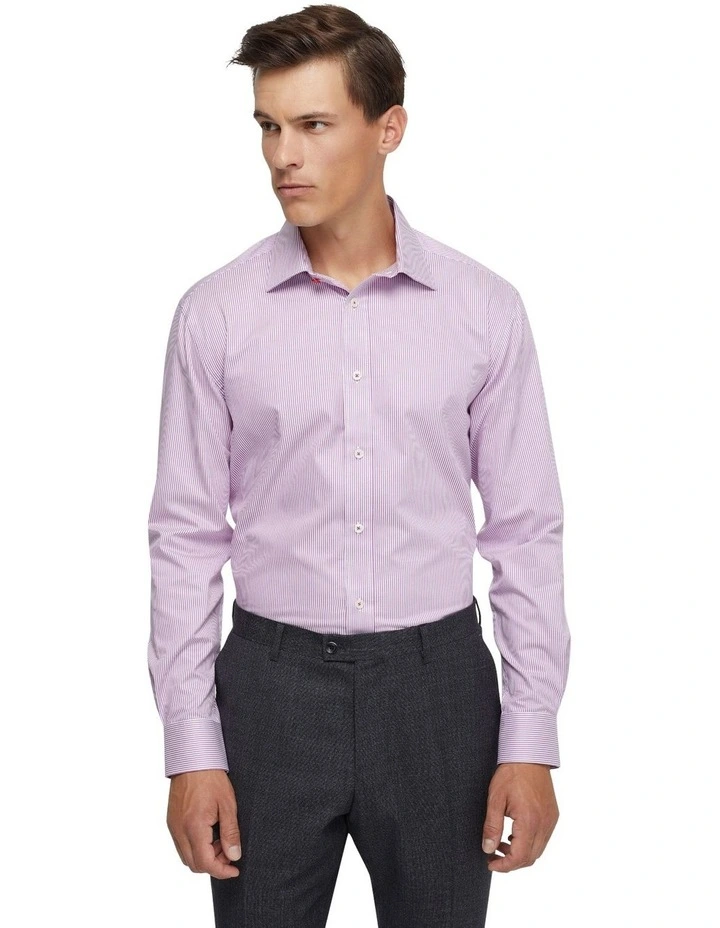Islington Cotton Striped Shirt in Berry