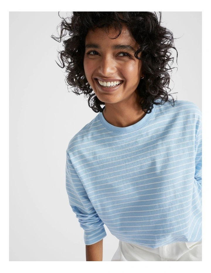 Long Sleeve Stripe Top in Capri Stripe