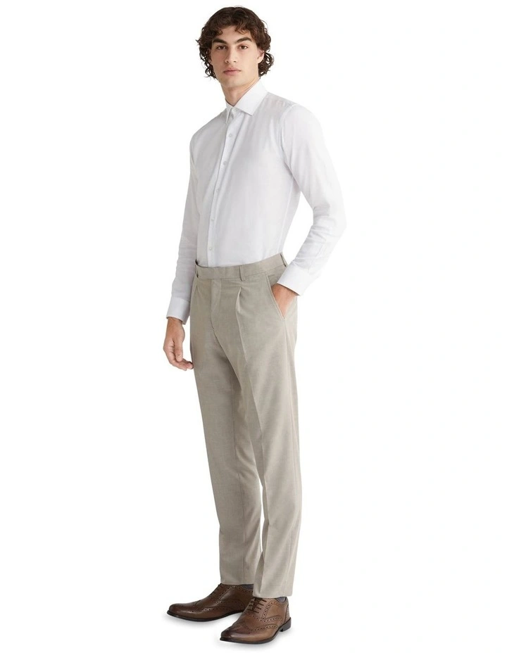 X Slim Plain Pleat Marl Suit Pant in Oatmilk