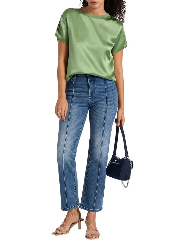Melanie Silk Mix Top in Olive