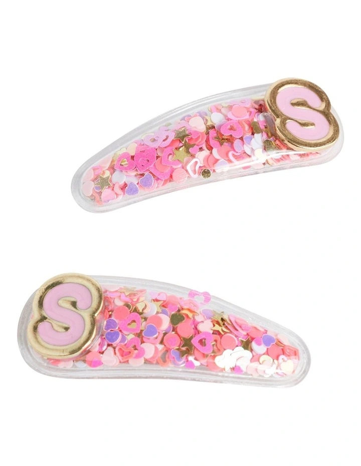 Initial "S" Confetti Snap Clips in Multi