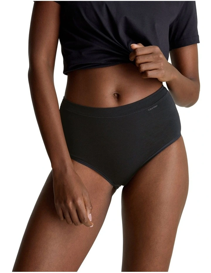 Ideal Stretch Cotton High Rise Brief in Black