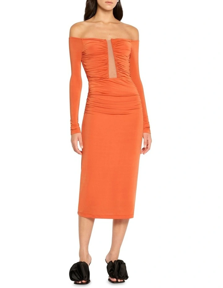 In Orbit Jersey Midi Dress in Burnt Orange