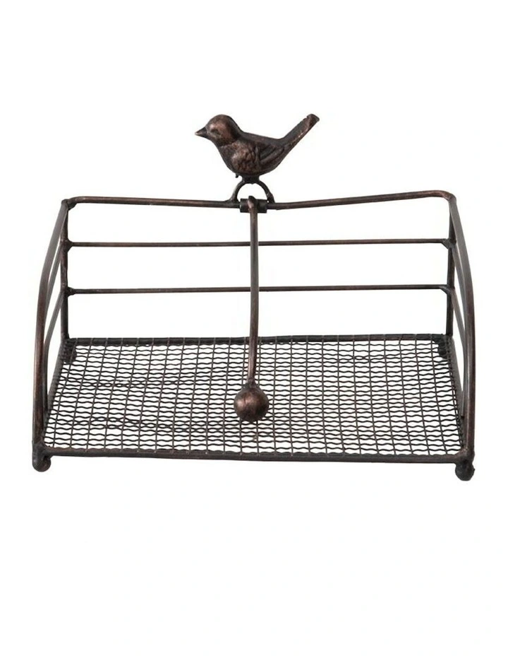 Metal Bird Design Table Napkin Holder in Brown