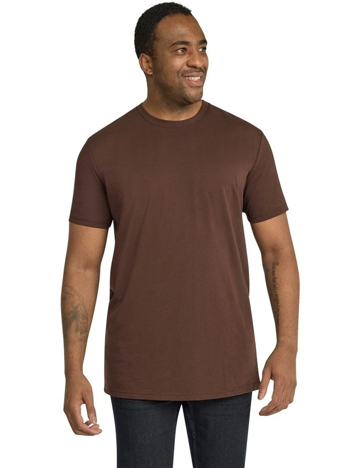 Essential Longline Scoop Tee in Chocolate