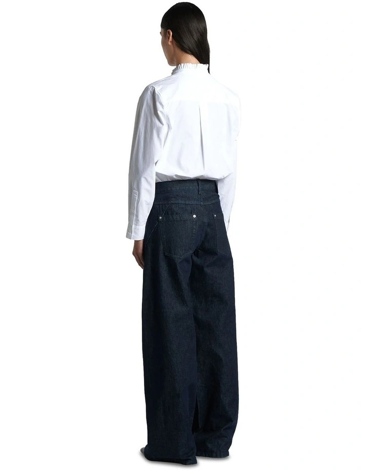 Ruffle Collar Shirt in Off White