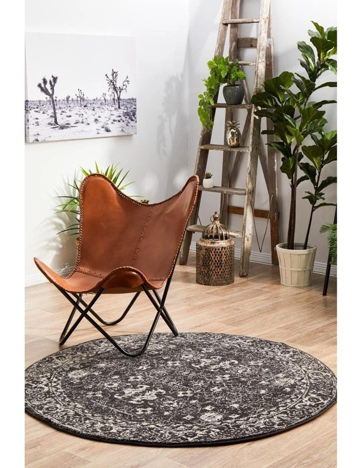 Evoke Estella Charcoal Transitional Round Rug