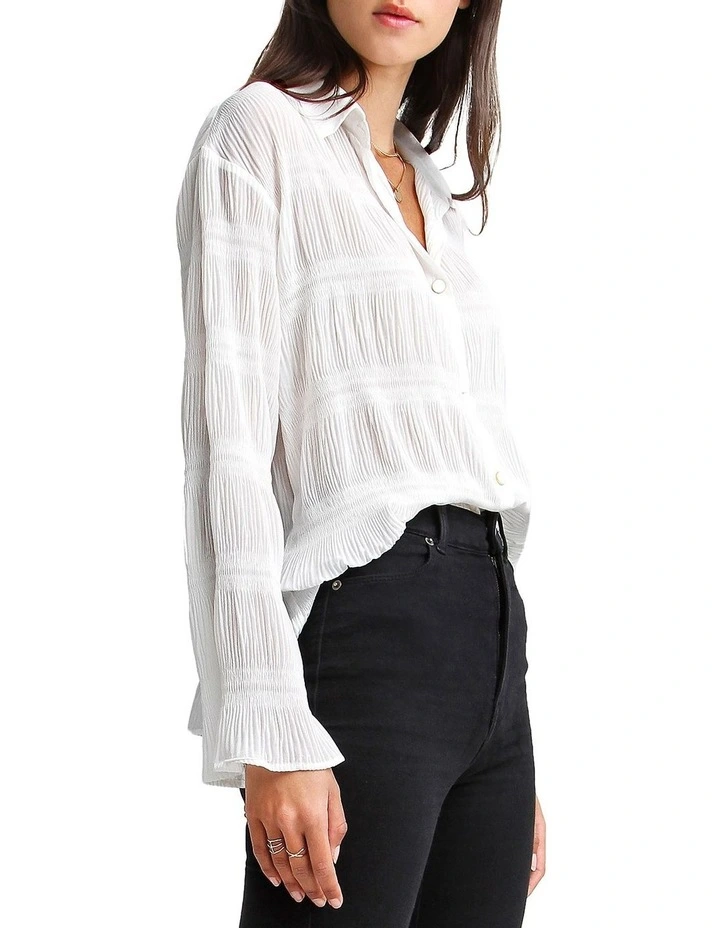 Yoko Shirred Cream Chiffon Blouse