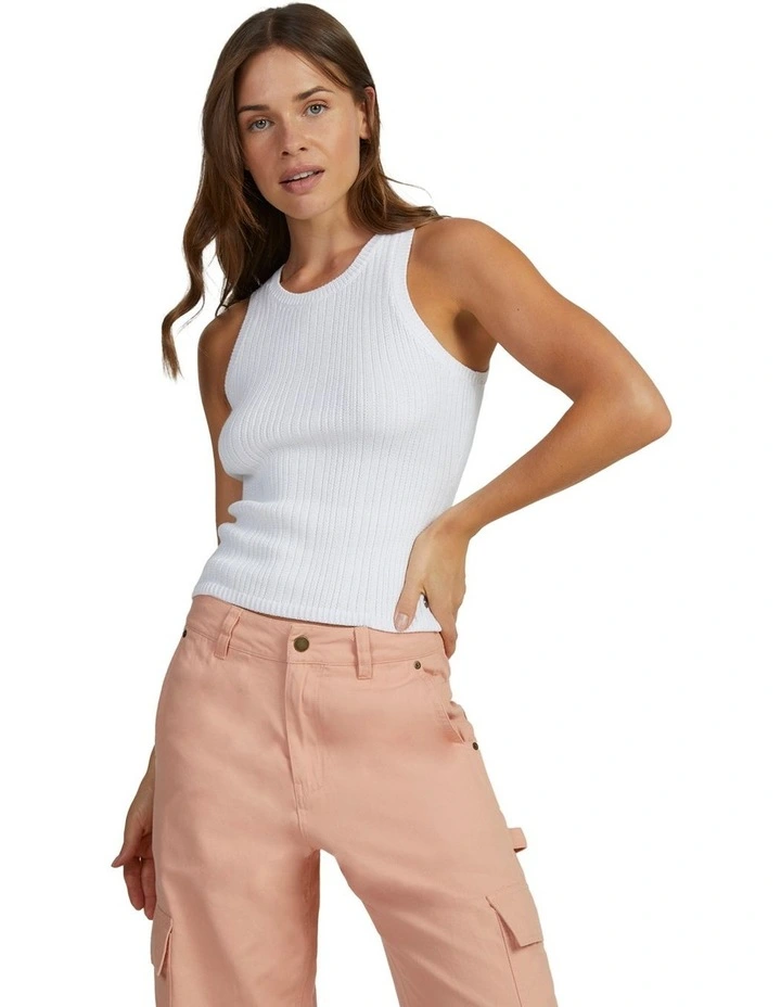 Picnic Strappy Knit Vest Top in Bright White